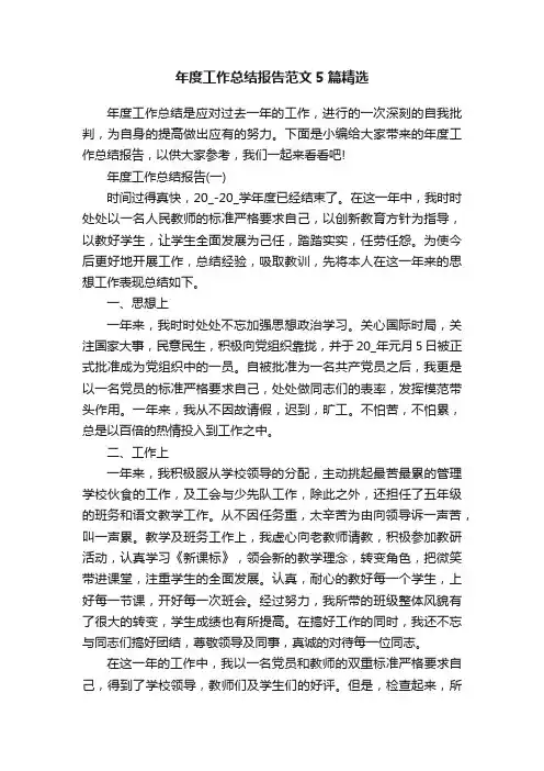 年度工作总结报告范文5篇精选