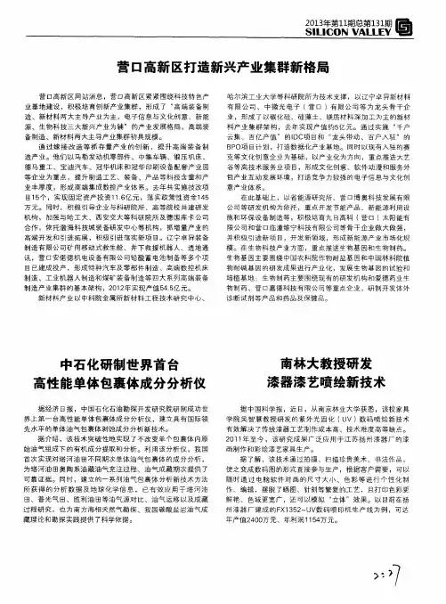 营口高新区打造新兴产业集群新格局