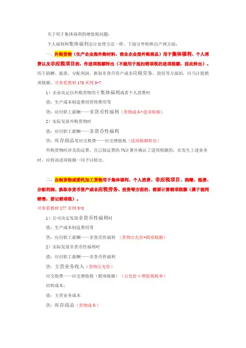 关于用于集体福利的增值税问题