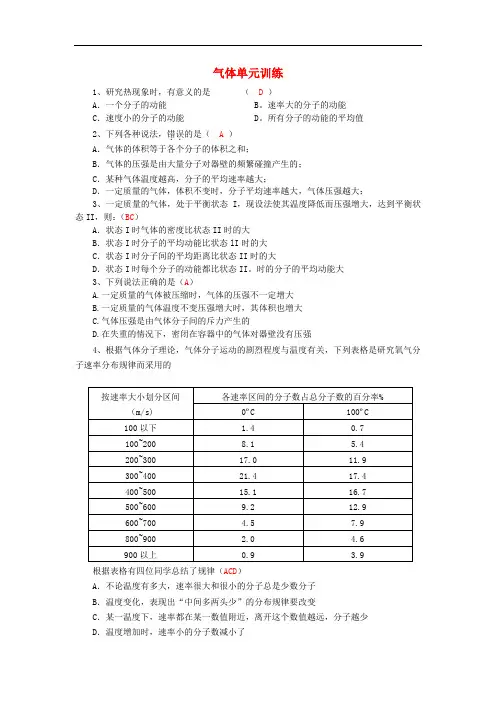 高中物理 第八章 气体章末综合5 新人教版选修3-3