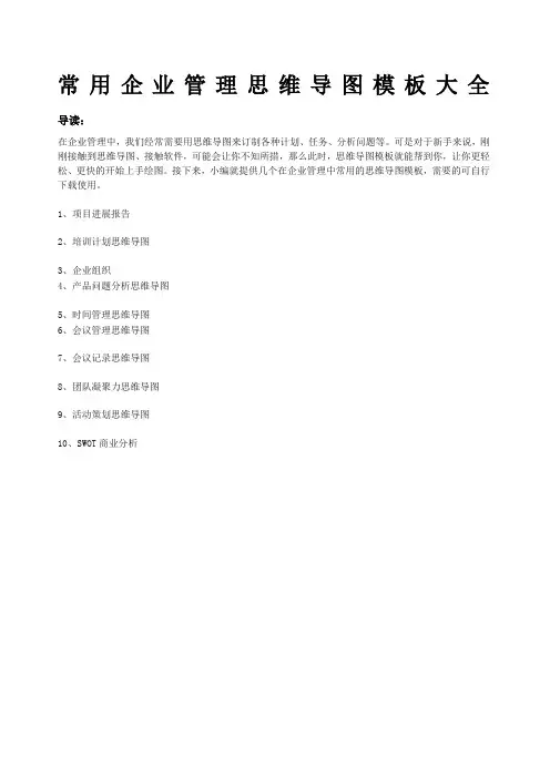 常用企业管理思维导图模板大全