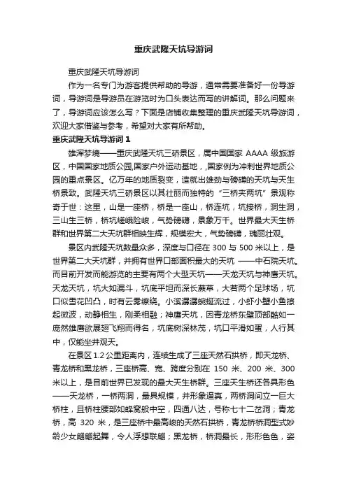 重庆武隆天坑导游词