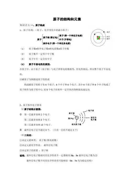 原子的结构-元素知识点与练习
