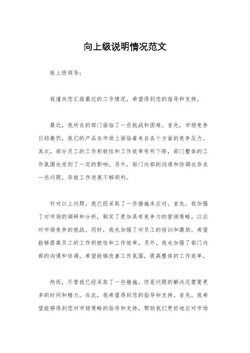 向上级说明情况范文