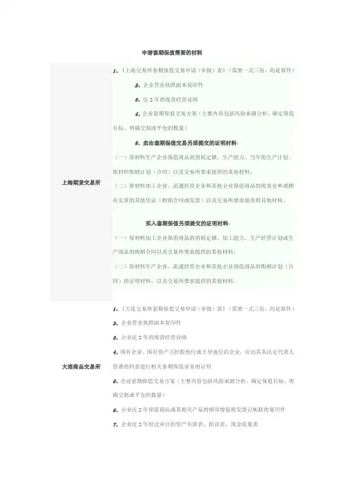 申请套保需要资料