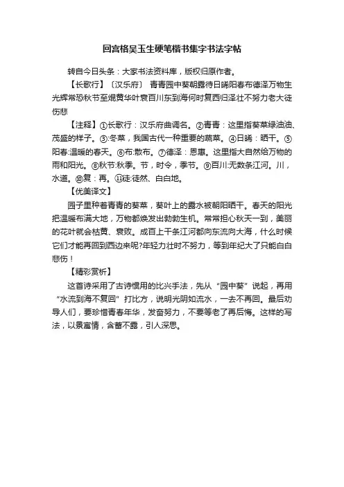 回宫格吴玉生硬笔楷书集字书法字帖