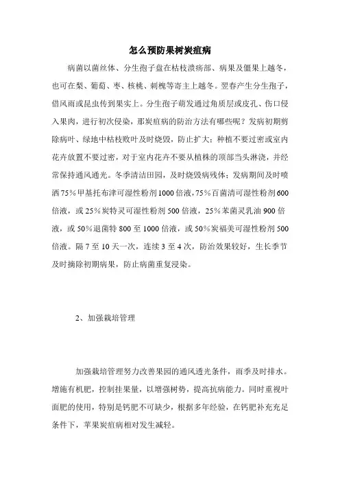 怎么预防果树炭疽病