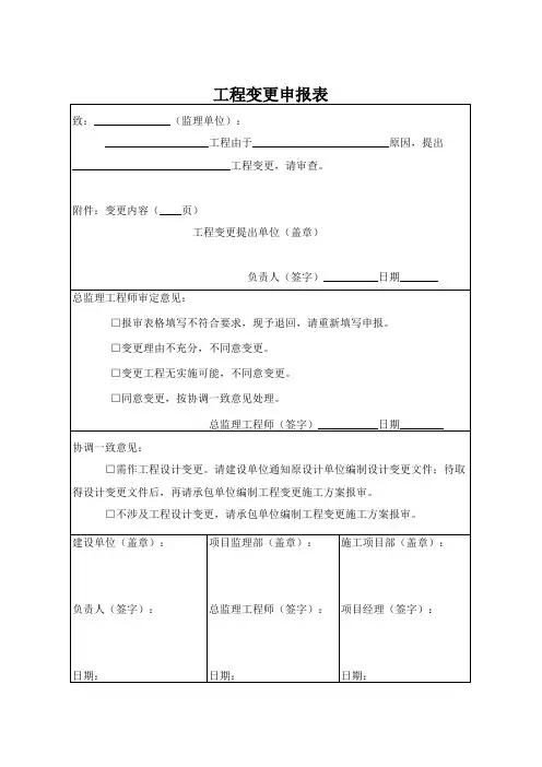 工程变更申报表