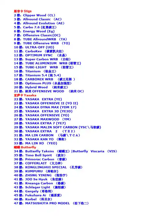 乒乓球球拍性能简介介绍