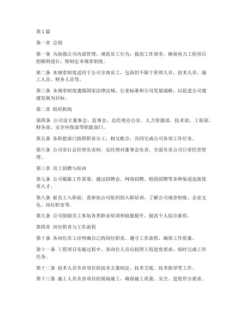 电力工程公司规章制度(3篇)