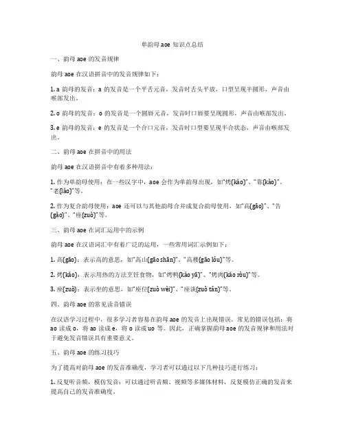 单韵母aoe知识点总结