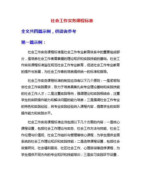社会工作实务课程标准