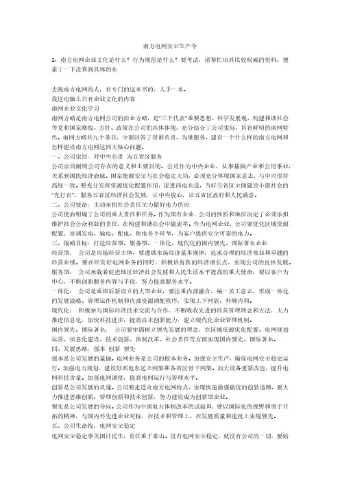 南方电网安全生产令安全生产