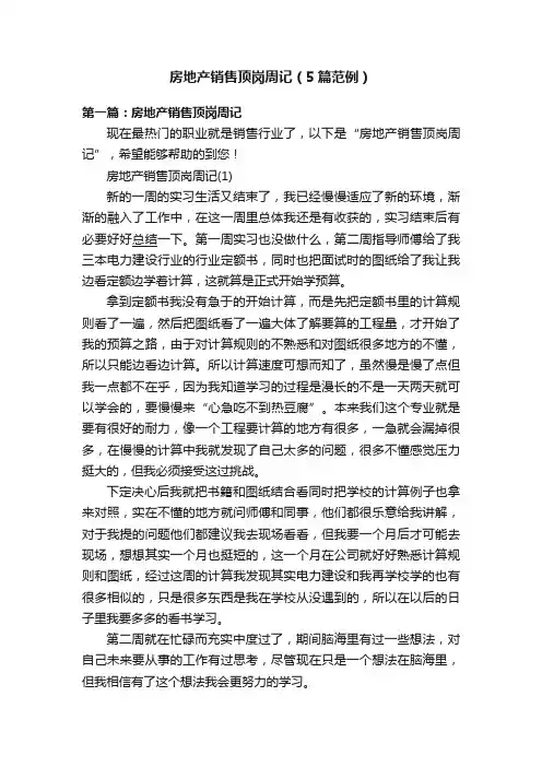 房地产销售顶岗周记（5篇范例）