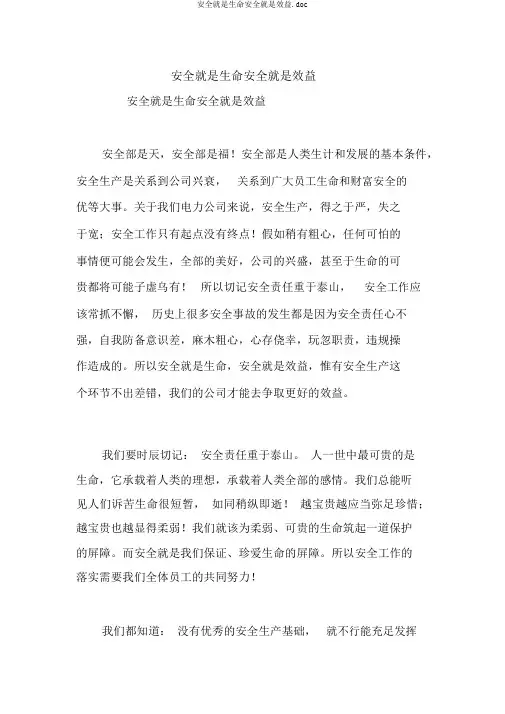 安全就是生命安全就是效益.doc