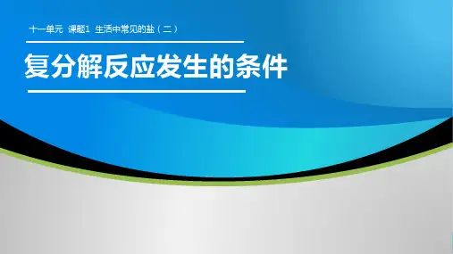 11.1生活中常见的盐(第2课时复分解反应发生的条件)PPT课件九年级化学人教版下册精品课件