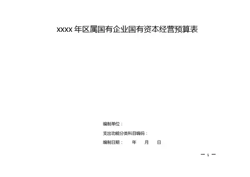 区属国有企业资本经营预算表