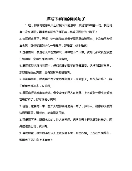 描写下暴雨的优美句子
