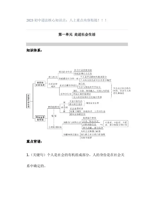 2023初中道法核心知识点：八上重点内容衔接!!!