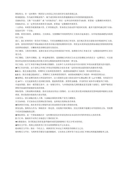 国际金融 名词解释 复习资料