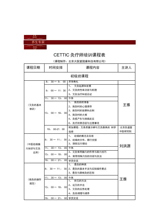 灸疗师职业培训内容课程