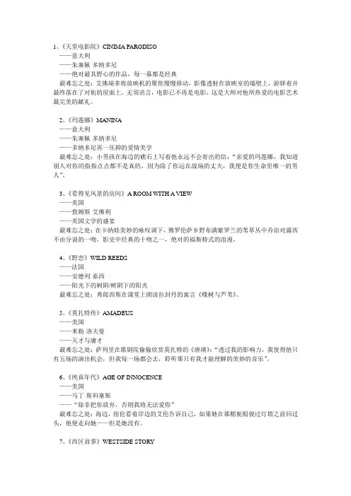 五十部精彩电影