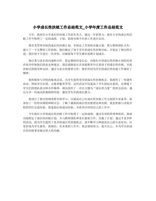 小学成长性扶植工作总结范文_小学年度工作总结范文