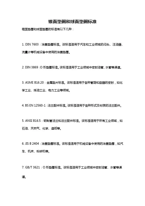 锥面垫圈和球面垫圈标准
