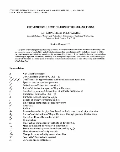 The numerical computation of turbulent flows