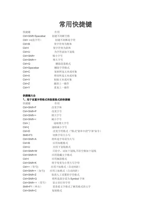 Office快捷键大全