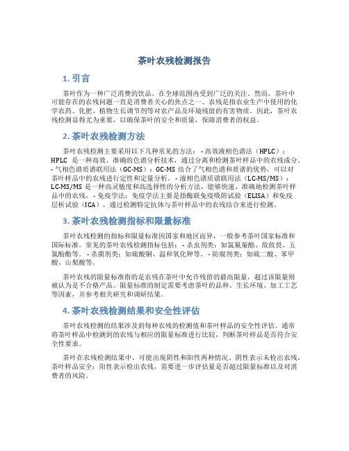茶叶农残检测报告