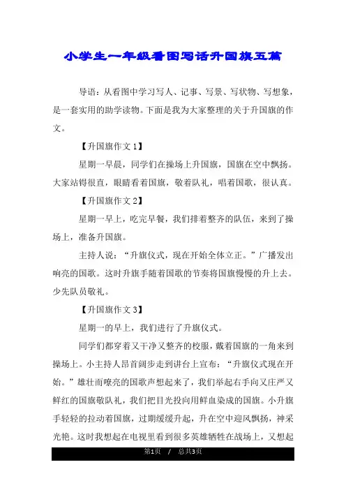 小学生一年级看图写话升国旗五篇.doc
