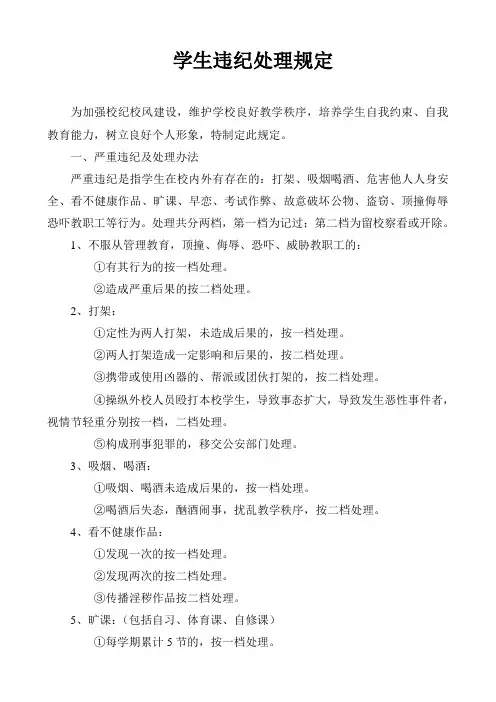 中学学生违纪处理规定