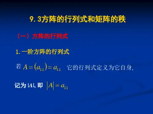 第九章9.3方阵的行列式和矩阵的秩