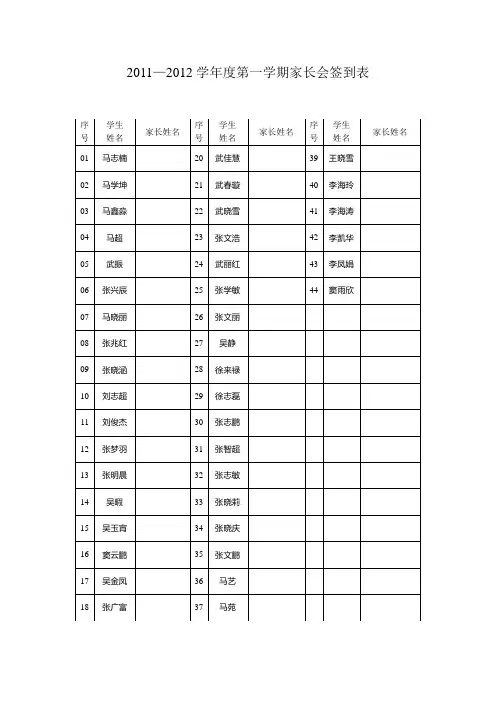 家长会签到表