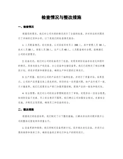 检查情况与整改措施