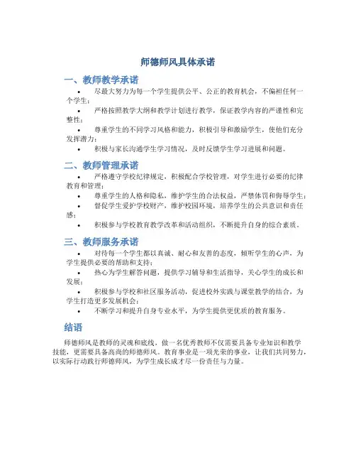 师德师风具体承诺