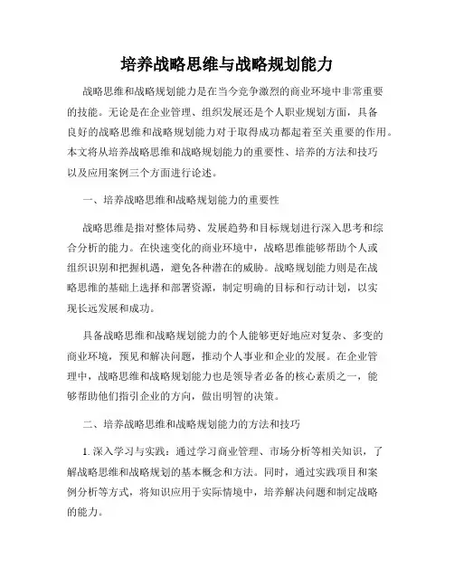 培养战略思维与战略规划能力