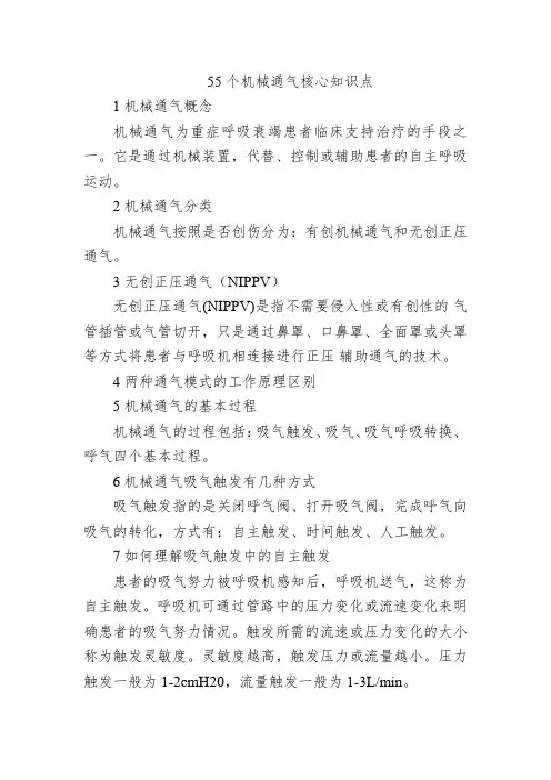 55个机械通气核心知识点