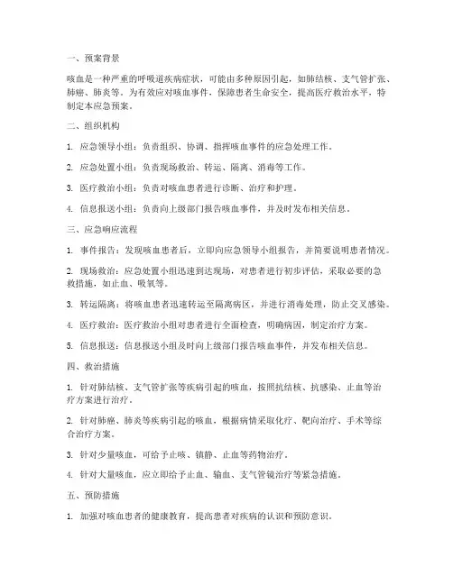 咳血应急预案模板