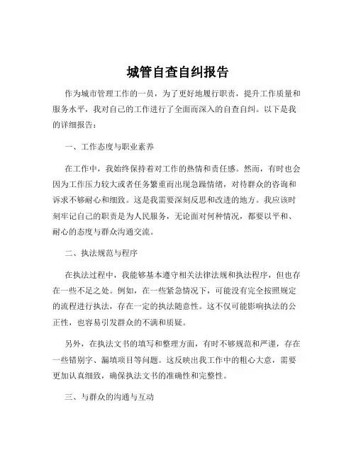 城管自查自纠报告