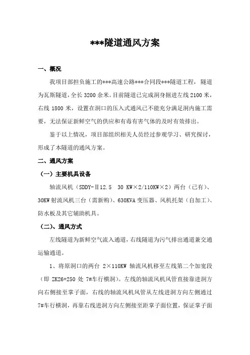 隧道通风方案