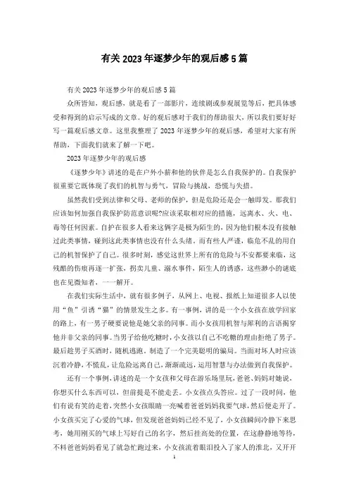 有关2023年逐梦少年的观后感5篇