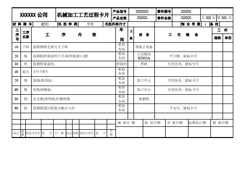机械加工工艺卡片模板