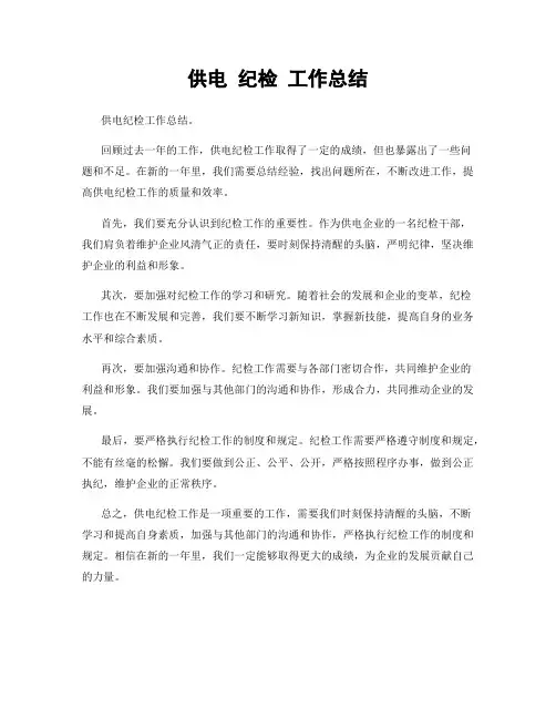 供电 纪检 工作总结