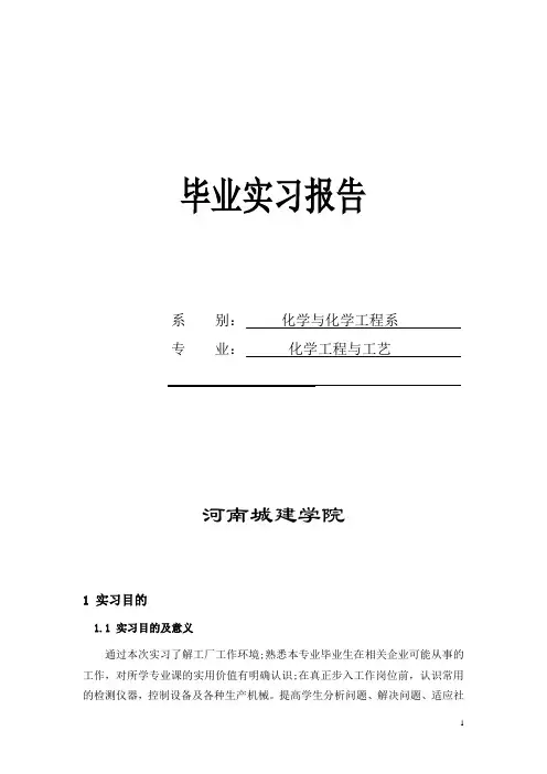 化学工程与工艺毕业实习报告