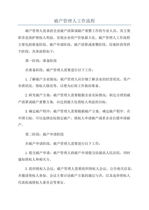 破产管理人工作流程
