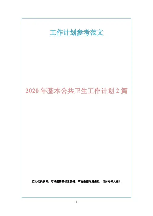 2020年基本公共卫生工作计划2篇