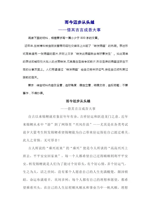 2019高考作文指导—锦鲤
