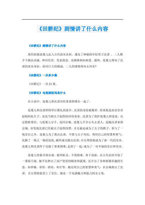 《田耕纪》剧情讲了什么内容